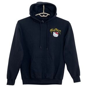 Hello Kitty Sanrio Womens Hoodie M Black Rock‎ Guitar Graphic Punk Sweatshirt